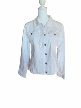 Reba-Dillards Large Classic White Denim Jacket - Women's Lightweight Jean Jacket